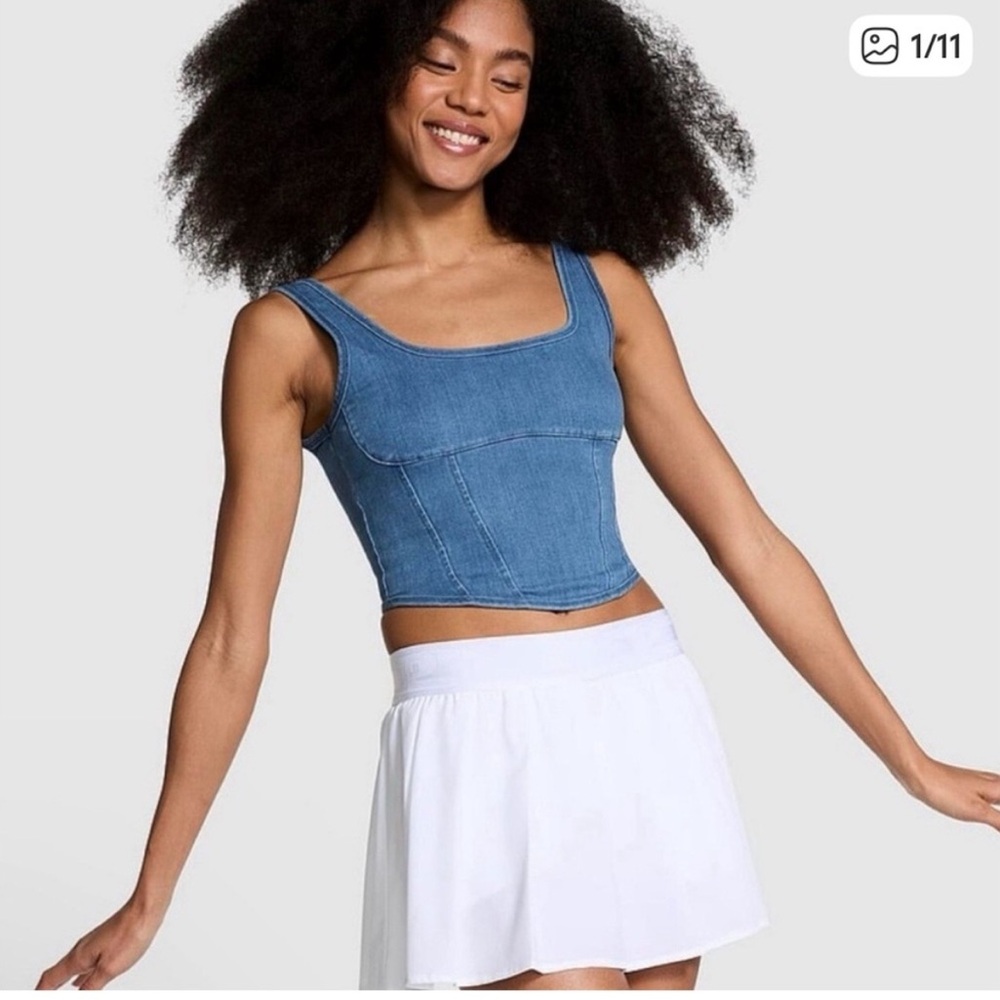 NWT size med Pink by Victoria’s Secret cinched corset top in Denim Blue